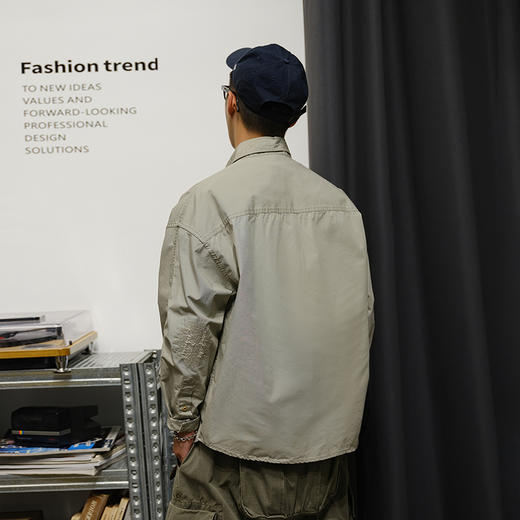 徐太浪美式工装贴袋长袖衬衫男2025新款秋季休闲青年纯棉衬衣外套 商品图1