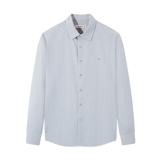 【竹纤维/胶条衬衫】柒牌长袖衬衫男秋季新款商务色织格翻领衬衣129A70370 商品图4