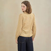 西遇复古木耳边V领黄色格纹衬衫女秋季新款设计感长袖上衣V2651175 商品缩略图4