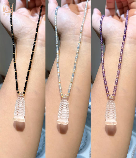 天然白水晶文昌塔晶石能量项链 商品图5