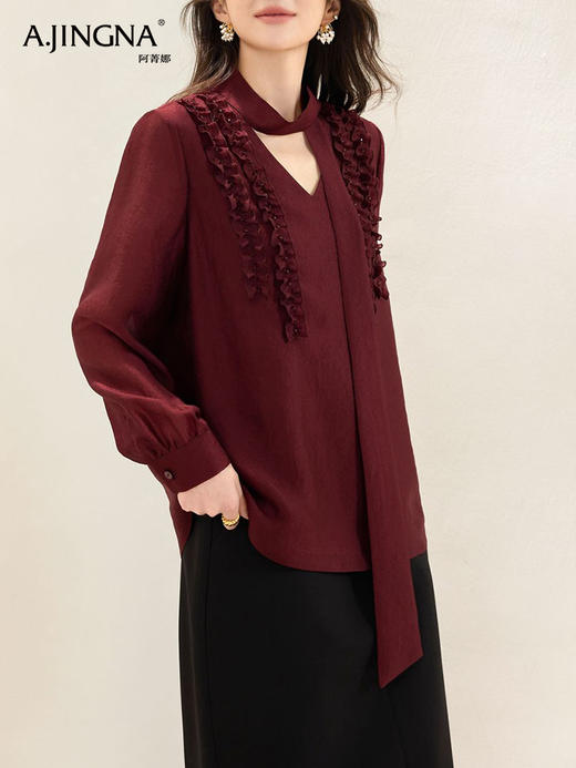 【通勤日常】阿菁娜系带领时尚设计感法式衬衫F30Q202003 商品图3