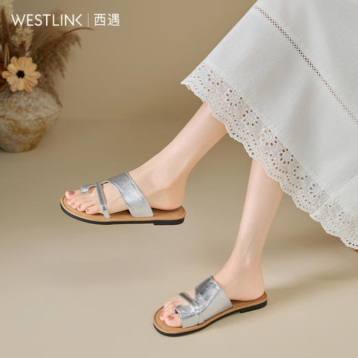 西遇凉拖鞋女外穿新款爆款夏季高级感法式平底凉鞋夹趾拖鞋Y0056876 商品图2