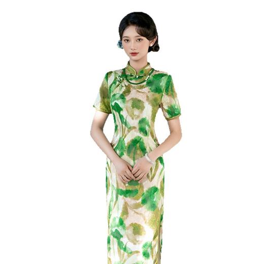 GX老上海复古中国风长款剪花旗袍2025夏季新款大码旗袍裙 商品图4