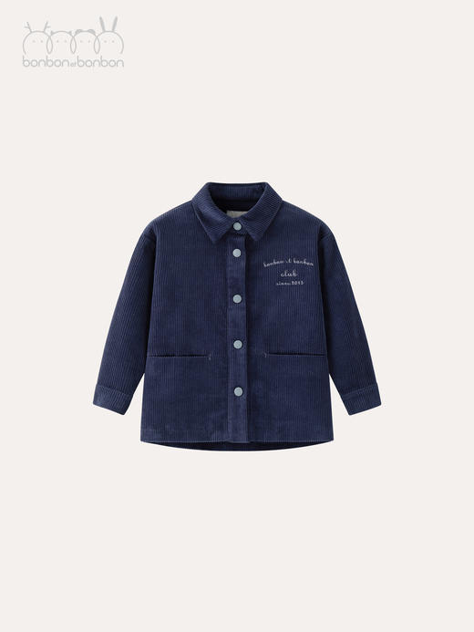 藏青灯芯绒刺绣外套 商品图1