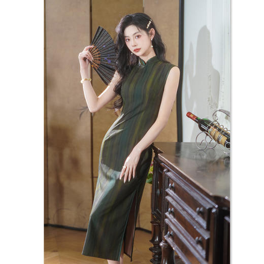 GX复古国风改良新中式长款无袖旗袍2025夏季新款年轻款日常港风旗袍 商品图3