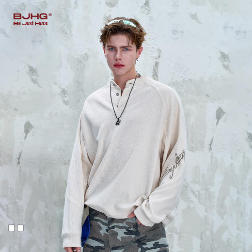 BJHG不计后果禅意立领卫衣外套男款秋季2025新款中式刺绣廓形外套 商品图0