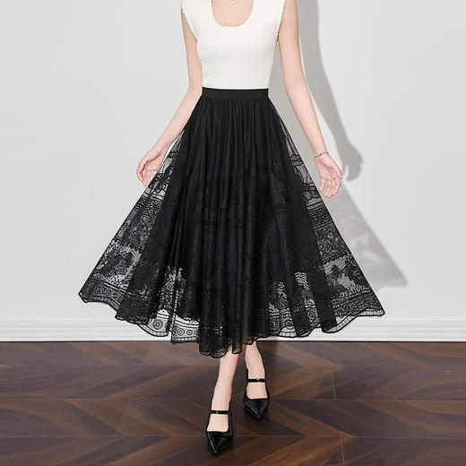 「高货wl」全新升级【铂金会员192/天猫259/差价67】(44423)洛诗琳气质蝴蝶定位蕾丝半身裙2025夏季网纱刺绣伞裙女 商品图0