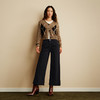 【八分威化裤】simplepieces秋新款SPS牛仔裤女黑色大翻边阔腿裤 商品缩略图2