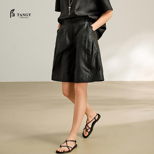 2025夏季新品商场同款松紧休闲茛绸女士短袖休闲裤L251508 商品图0