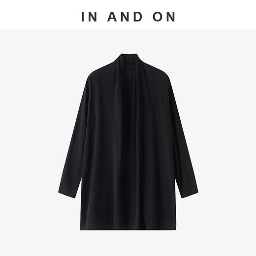 55173 IN AND ON 及简 100%莱赛尔堆领中长款针织开衫RJ004 商品图2