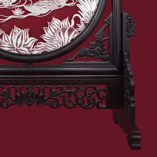 子佩集S999银手工银花丝【鸳鸯戏莲】双面旋转花丝台屏【YYXLHATP】大师工坊原创设计2508 商品图3