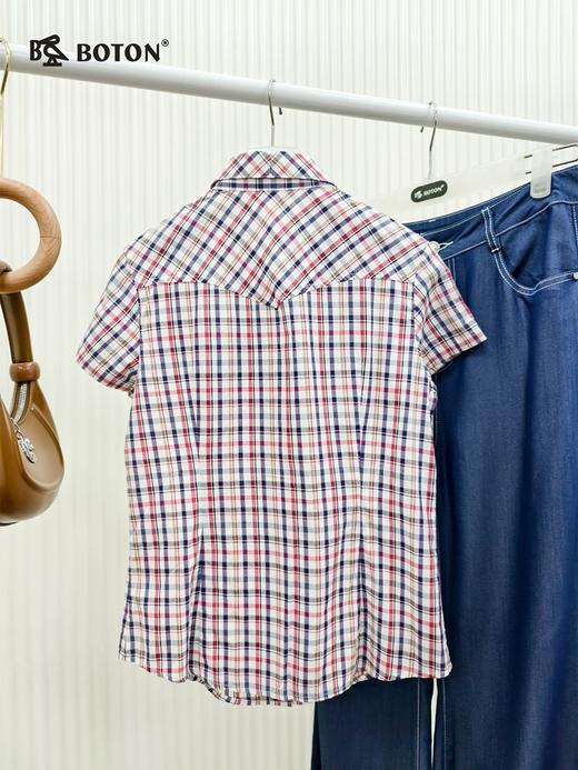 【第2件半价！尾货清仓不退换】波顿女士格仔短袖全棉衬衫LS387 商品图3