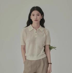 富家千金既视感   重磅！LP翻领polo短袖  镂空桑蚕丝超细羊毛