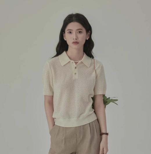 富家千金既视感   重磅！LP翻领polo短袖  镂空桑蚕丝超细羊毛 商品图0