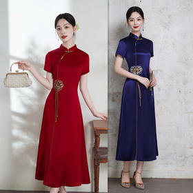 GX现代改良新中式长款旗袍大摆裙2025夏季新款日常可穿旗袍裙
