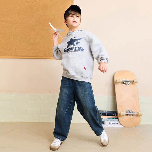 马克珍妮男童美式复古连帽卫衣2025年秋装新款551163 商品图2