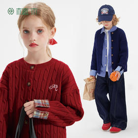【学院风·针织开衫】植木童装2025秋季新款男女童毛衣针织衫