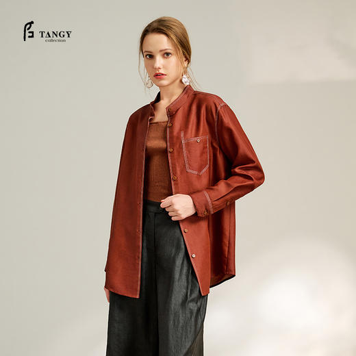 TANGYcollection天意2025秋季新品商场同款茛绸女衬衣L251002 商品图4