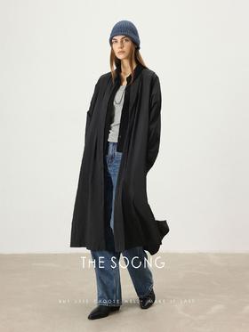 THESOONG|"张弛有度"新经典量感松弛线条长款立领风衣外套HWWT7422