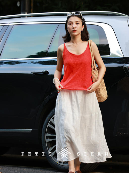 PETIT SCHAN小闪 CLO#868 Little Morning 小清晨 亚麻棉桑蚕丝卷边松弛感小吊带 商品图7