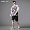 PINLI品立2025夏季新款男士圆领拼接撞色个性涂鸦印花短袖T恤上衣GD252111389 商品缩略图2