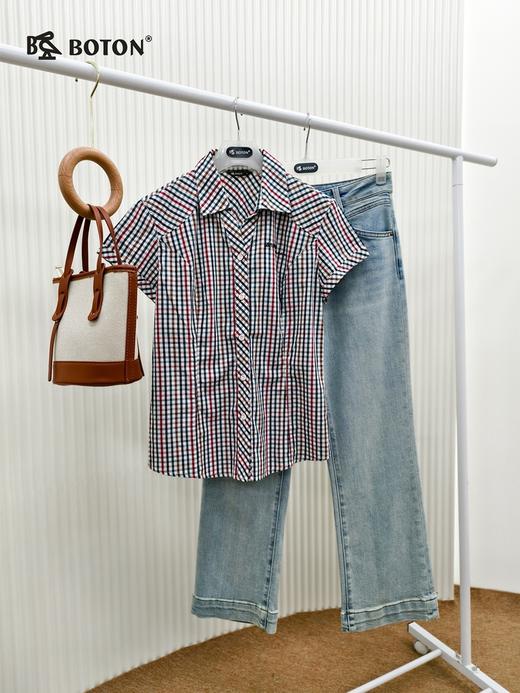 【第2件半价！尾货清仓不退换】波顿女士休闲短袖格仔衬衫LS378 商品图3