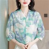 A32318高品质大码遮肉减龄中年女晕染真丝T恤上衣桑蚕丝薄款夏新款衬衫 商品缩略图2