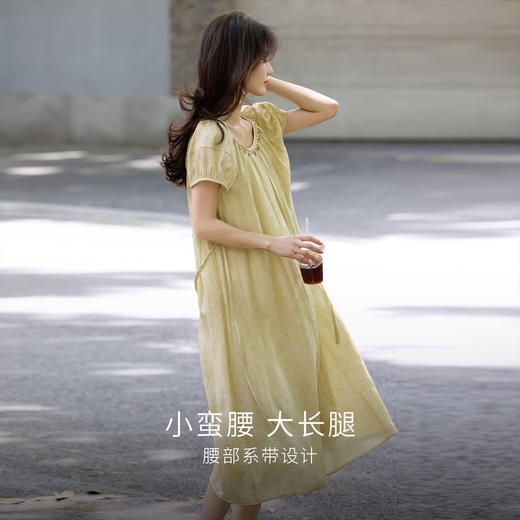 【08/06新品】熙世界法式贝壳圆领连衣裙女夏季2025新款气质绝美海边度假风裙子 商品图1