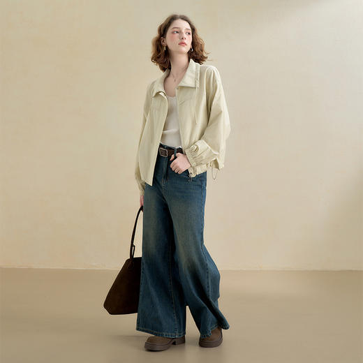 西遇美式复古工装夹克外套女秋季宽松显瘦棒球服通勤短款上衣V2951196 商品图1