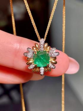 1.5ct糖塔祖母绿吊坠