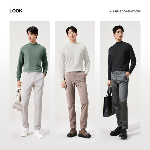 【提花肌理T恤】柒牌男士秋冬季新款半高领弹力T恤时尚休闲上衣129T70160 商品图2