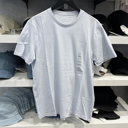 Calvin Klein/CK 男士夏季纯棉柔软刺绣小标经典纯色圆领短袖T恤 商品图2