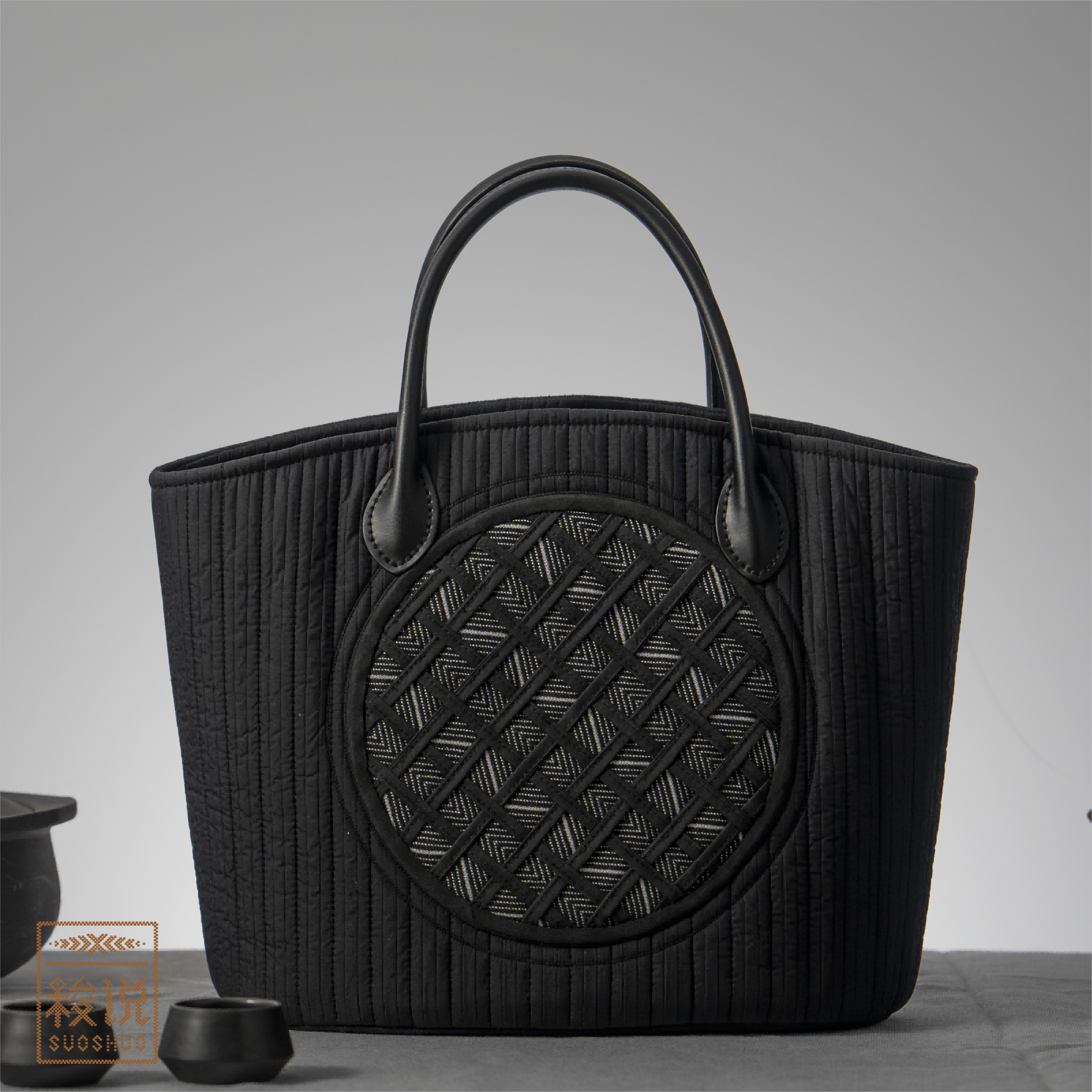 【梭说】时光系列包袋 手工侗锦水波纹 电脑公文包 手提包 链条包 轻便耐用