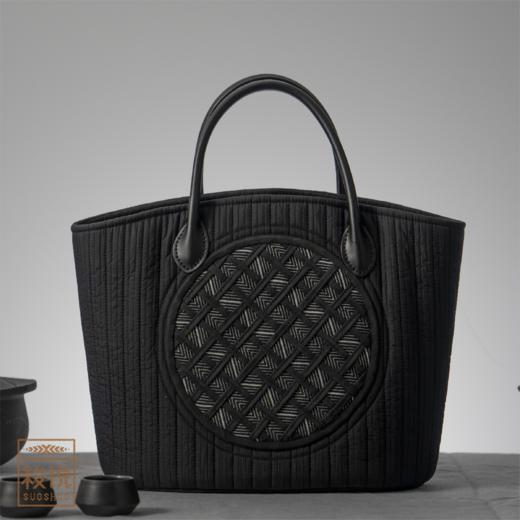 【梭说】时光系列包袋 手工侗锦水波纹 电脑公文包 手提包 链条包 轻便耐用 商品图0