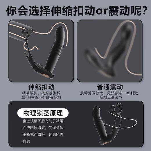 谜姬 伸缩扣动款后庭前列腺按摩器后庭肛塞男同用扩肛器门塞sm房事工具刺激变态穿戴式外出玩具 男性成人情趣性用品 钻小程序遥控伸缩扣动款 商品图3