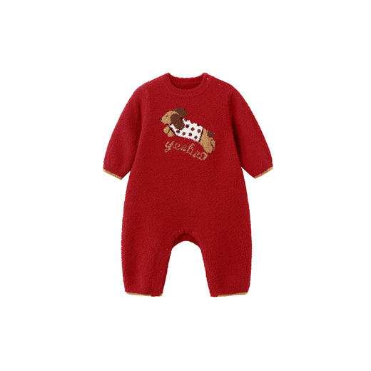 英氏婴儿衣服秋冬保暖加绒新生儿外出服半边绒初生宝宝连体衣冬季 商品图4