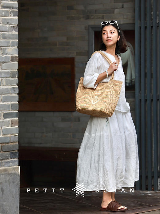 PETIT SCHAN小闪 CLO#877 The blooming is on schedule 花事正如期 纯亚麻手绣薰衣草小衫 商品图3