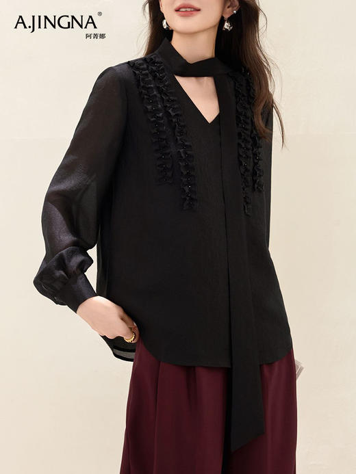 【通勤日常】阿菁娜系带领时尚设计感法式衬衫F30Q202003 商品图1