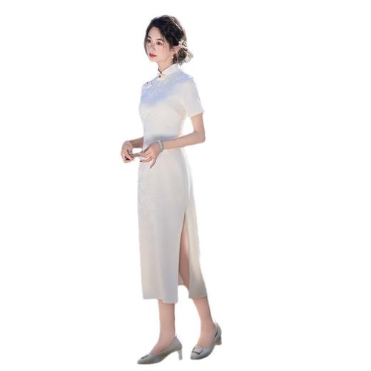 GX素雅中式长款短袖旗袍2025夏季新款复古中国风年轻女士气质旗袍裙 商品图4
