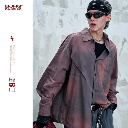 BJHG不计后果 美式复古衬衫男款秋季水洗做旧街头纯棉衬衣外套女 商品图0