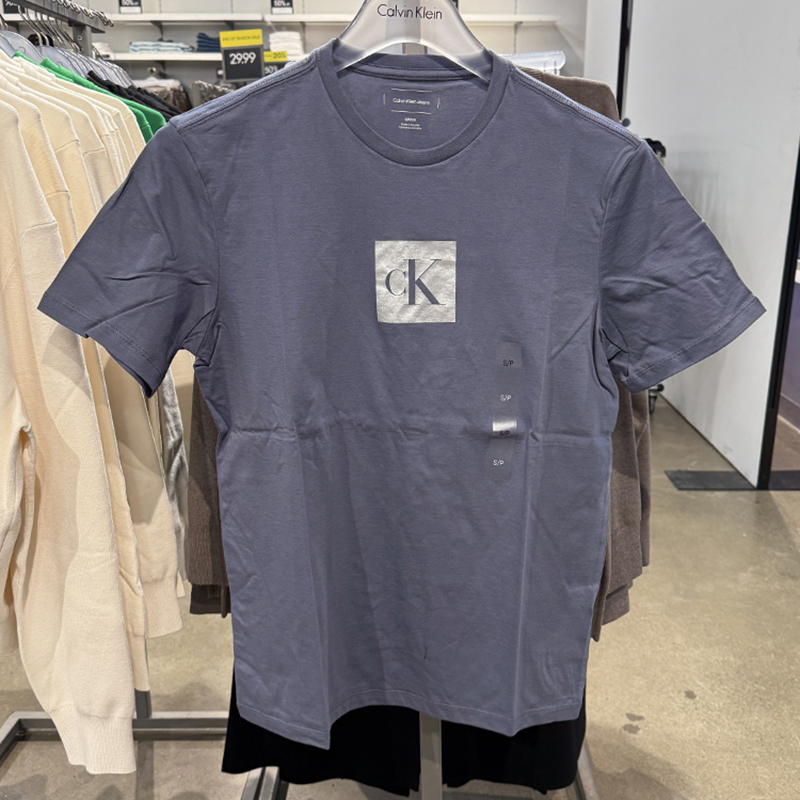 Calvin Klein jeans/CK 男士夏季印花图案透气休闲圆领短袖T恤