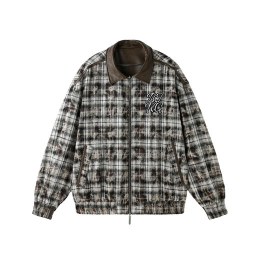 BJHG不计后果贴布珍珠双面穿夹克外套男秋季复古格纹潮牌痞帅外套 商品图4