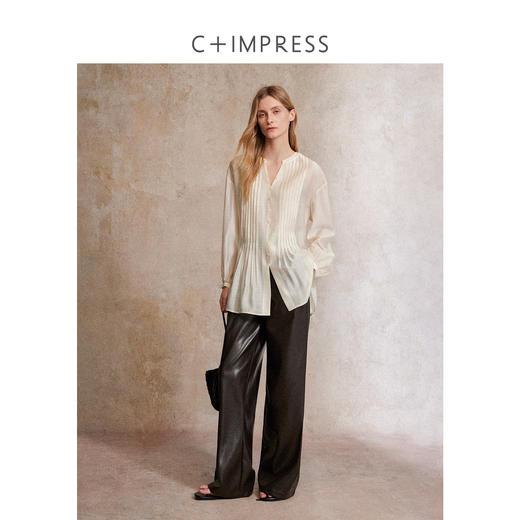 醋酸亚麻重工打条天丝宽松显瘦上衣CS2503003
 商品图3