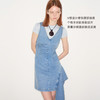 lost in echo2025秋冬新款V领个性不对称活片收腰修身牛仔连衣裙 商品缩略图1