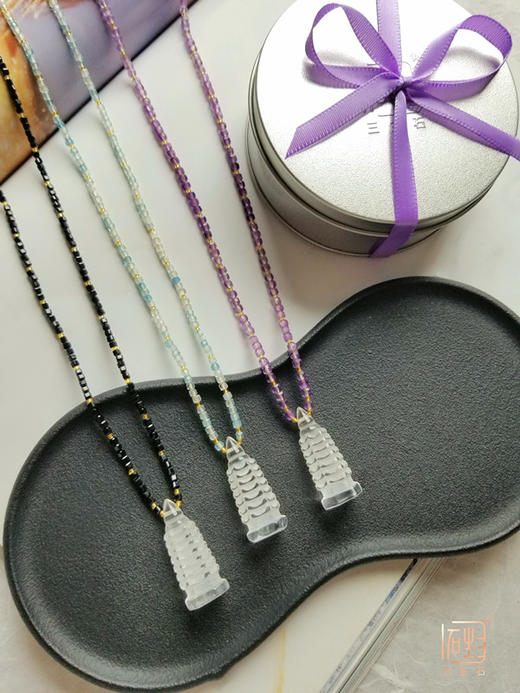 天然白水晶文昌塔晶石能量项链 商品图2