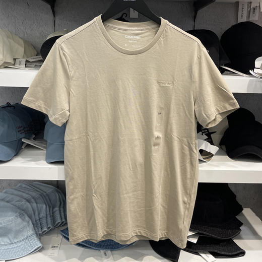Calvin Klein/CK 男士夏季纯棉柔软刺绣小标经典纯色圆领短袖T恤 商品图0