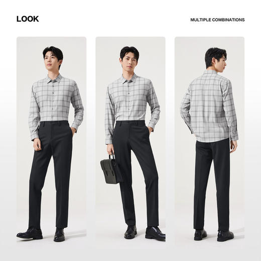 【莫代尔格子衬衫】柒牌长袖衬衫男秋季新款商务印花色织格衬衣129A70800 商品图2