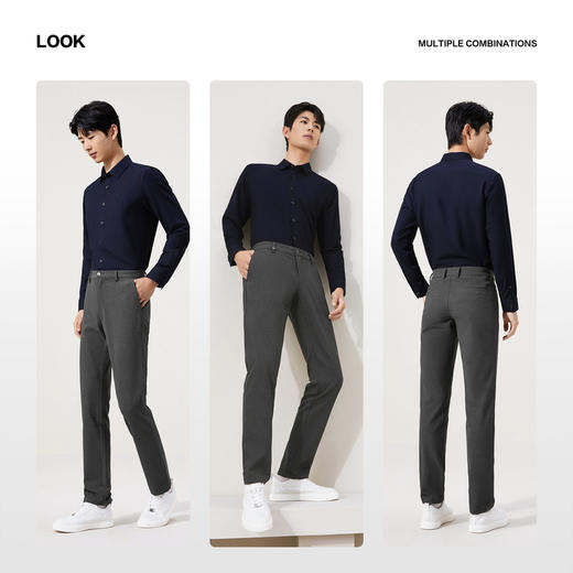 【含羊毛】柒牌休闲裤秋季新款男士提花修身直筒长裤商务保暖裤子129H73020 商品图2