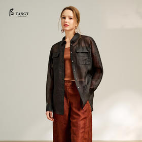 TANGYcollection天意2025秋季新品商场同款茛绸女衬衣L252003
