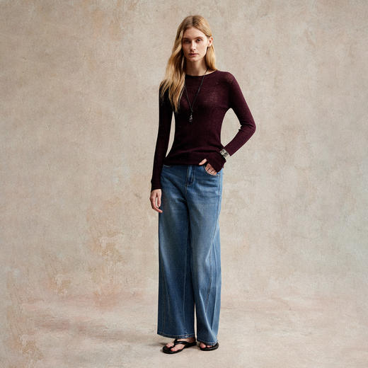 水溶羊毛珠片超细腻圆领轻薄针织打底衫MY2503043 商品图2